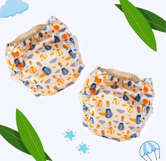 Easy Diapers Classic - Parachute Hippo (Pack of 2)