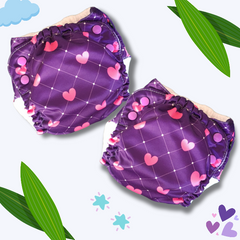 Easy Diapers Classic - Purple Hearts (Pack of 2)