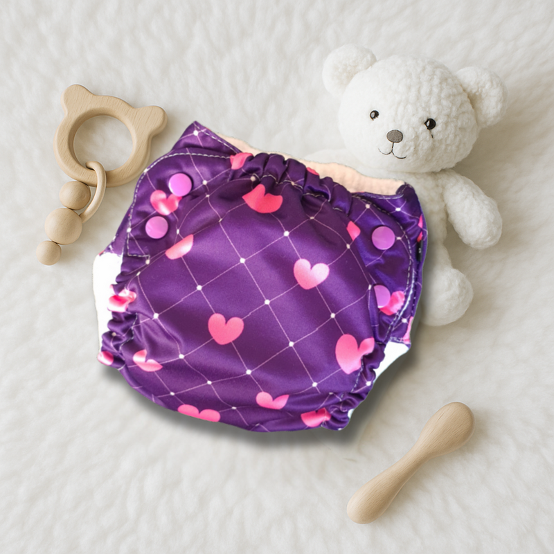 Easy Diapers Premium - Purple Hearts